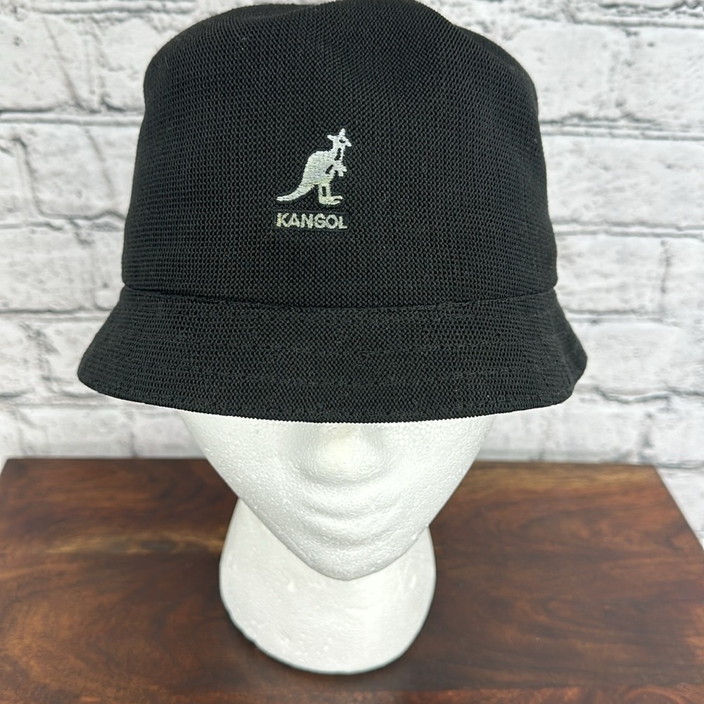 KANGOL Vintage Tropic Bin Bucket Knit Hat Short Brim SMALL Black VGC! - Picture 2 of 8